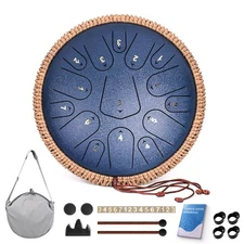 Steel Tongue Drum,13 Inches 15 Notes Handpan Drum in C Major,432 Hz... Fast Ship