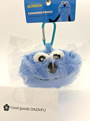 Puppet Sunsun Carabiner Plush Zipper Mascot Sunsun Blue Pouch Keychain NEW Japan