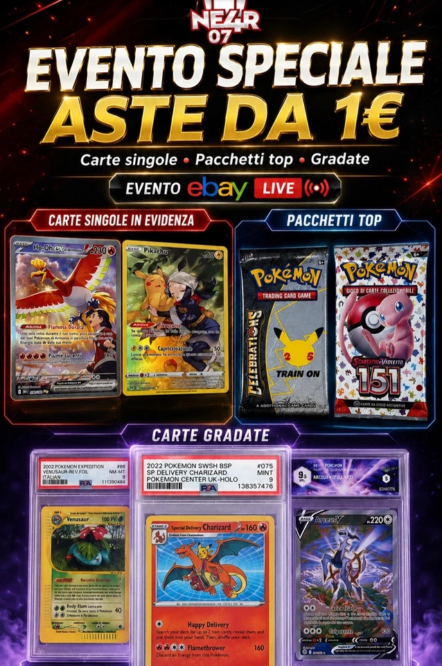 🔥 [EVENTO SPECIALE] Pokémon | Aste da 1€ ⚡ Pack, Carte e Gradate