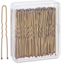 U Shaped Hair Pins for Women, 100 Count, Blonde U Pins with Small Box Regul...