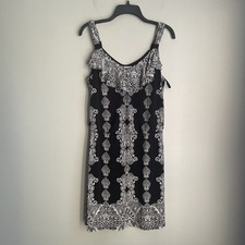 Tank Dress White House Black Market Womens Size S Black White Summer Travel 35"L
