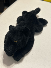 FAO Schwarz Black Adopt A Wild Pal Lying Black Panther Plush Stuffed Animal 15"