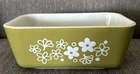 Vintage Pyrex Spring Blossom Crazy Daisy Green Dish #502 1 1/2 pint No Lid
