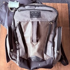 Eddie Bauer First Adventure Backpack Diaper Bag Gray Black Insulated Pockets GUC
