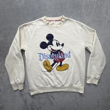 Disneyland Mickey Mouse Sweatshirt Mens Medium White Fleece Pullover Disney