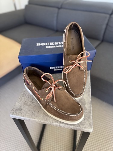 Sebago Docksides Portland Nubuck DK Brown 46R / 11,5 R zapatos de barco nuevos para hombre - Imagen 6 de 7