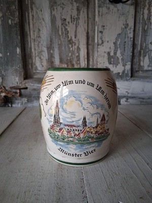 Keramik Bierkrug  Münster Bier Ulm/Ulmer Münster 0,5 l. ca.1950-60