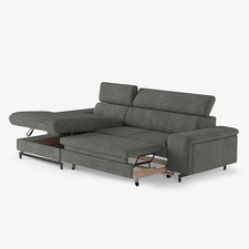 Canapé-lit gigogne 3 places avec méridienne à gauche avec rangement Vika