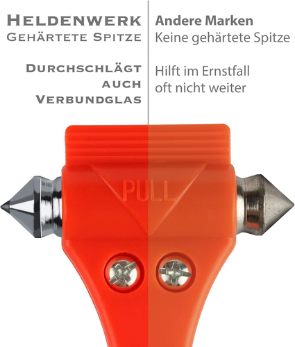 Heldenwerk® Notfallhammer Fürs Auto [2Er Set] - Nothammer Mit Gurtschneider & Ge - Bild 2 von 12