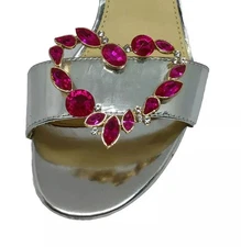 Heart Shaped Magenta Color Shoe Clips, Shoe Buckles, 2pcs