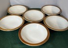 Six Chestnut Brown Poole Pottery Cereal Bowls Six Inch Diameter Vintage