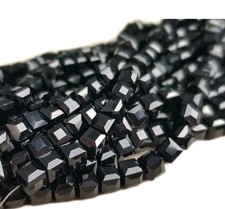 6mm Crystal Cube Beads, 100 Pcs Square Faceted Glass Beads Loose Spacer Black