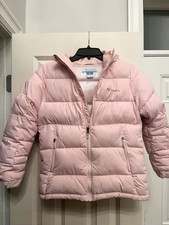 Girl  s Columbia Light Blush Pink Winter Puffer Coat Size Medium 10/12