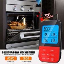 2 Probe Wireless Meat Thermometer Timer Alarm BBQ Grill Baking Food Thermometer