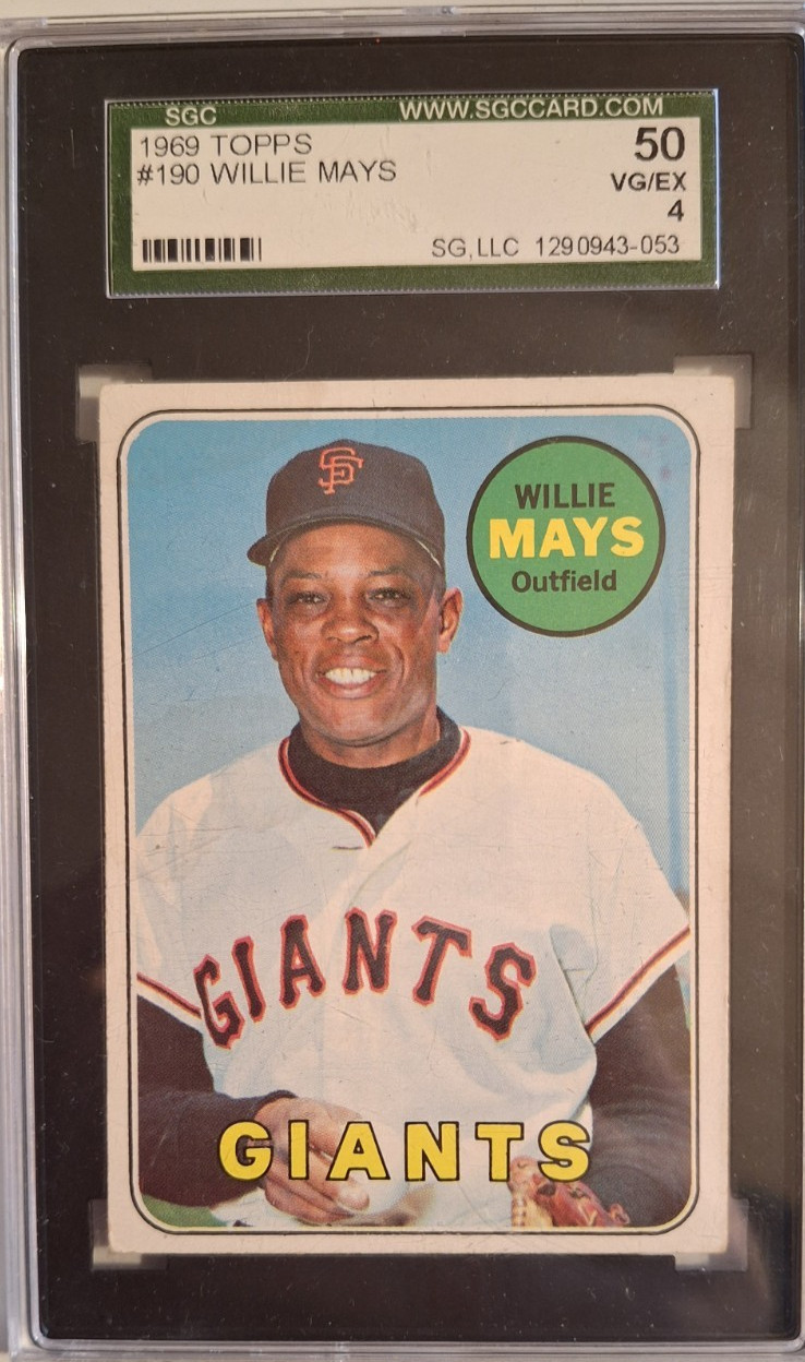 Willie Mays 1969 Topps Card # 190 SGC 4