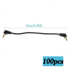 100pcs Right Angle 8cm 3.5mm Stere Male To 3.5mm Male Aux Audio Adapter Cable