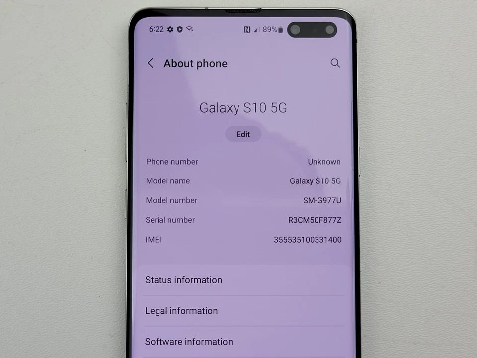 Smartphone Samsung Galaxy S10 5G (SM-G977U) 256GB (AT&T) - IMEI limpio - H4024 Foto 3 de 4