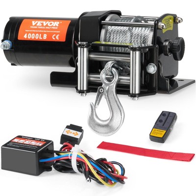 VEVOR Electric Winch ATV UTV 4000 lb Steel Cable Waterproof