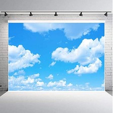 Vinyl Photography Backdrops Blue Sky White Cloud Sunny Sky Photo 7x5ft