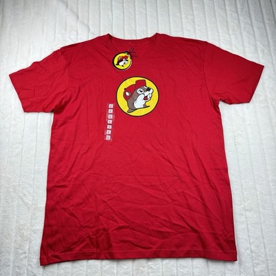Buc-ees Red Logo Graphic T-Shirt Men's Size Large Big Logo Print Crewneck NWT