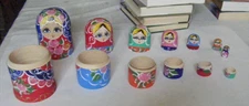 Russian Wooden Hand Painted Nesting Dolls Set of 6 Hand Painted 7" Tall