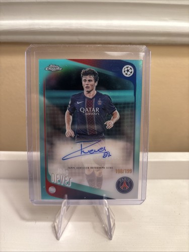 2025-26 Topps Chrome UEFA UCC JOAO NEVES AQUA REFRACTOR AUTO Ser /199 PSG