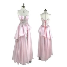 Pink Strapless Beaded Prom Dress Maxi Formal Gown 8 Princess Glam Tulle Layered
