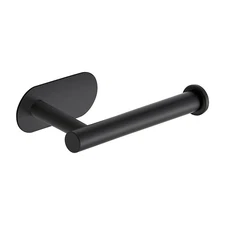 Adhesive Toilet Paper Holder Matte Black No Drill Wall Mount Bath Tissue Stand