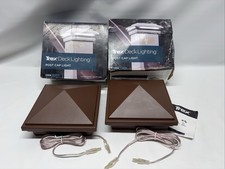 Lote De 2 TREX CUBIERTA PIRÁMIDE LED POSTE TAPA LUZ ILUMINACIÓN FOGÓN (marrón)