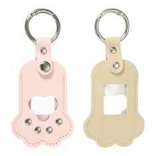 Pet Hair Keychain Cat Paw Shaped Keyring Pink/Beige 2Pcs