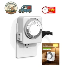 24-Hour Mechanical Outlet Timer with Dual 2-Prong Outlets - 1 Pack, White