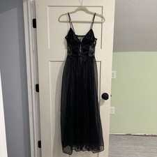 VTG Fredericks Of Hollywood Black Lingerie Dress Open Underwire Sheer Women s S