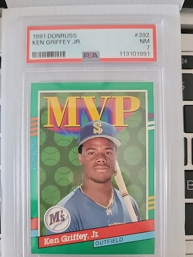 1991 Donruss - Ken Griffey Jr #392 Yellow Stripes on Right Border PSA 7