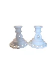 Vintage Westmoreland White Milk Glass Doric Lace Pair Candlestick Candle Holders