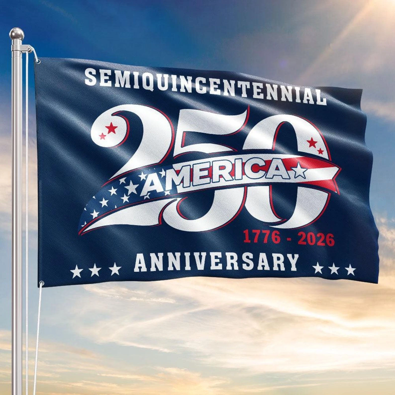America 250th Anniversary 1776-2026 US Semiquincentennial Celebration Flag