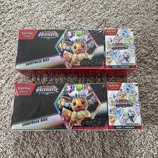 Lot of 2 Sam’s Club Pokémon Prismatic Evolutions Surprise Box & Booster Bundle