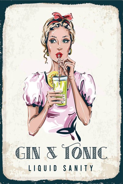 Holzschild 18X12 Cm Alkohol Gin & Tonic Liquid Sanity Deko Geschenk Holz Schild-image