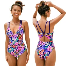 Cupshe Women's Ditsy Petals Back O Ring One Piece Swimsuit Size XL