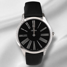 Omega 39mm De Ville Tresor Black Dial SS Ladies Watch 428.17.39.60.01.001