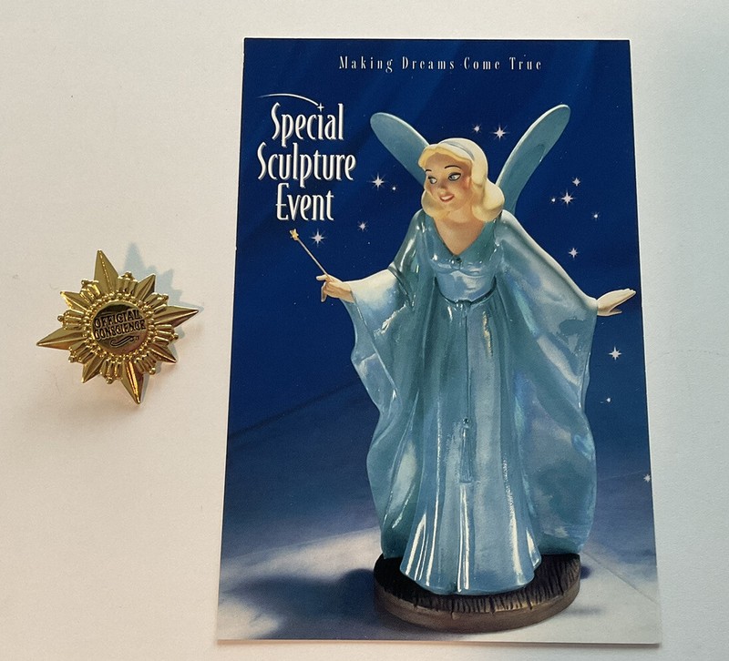WDCC Special Sculpture Event Pin Official Conscience & Blue Fairy Postcard 1997