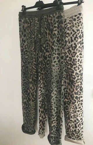 NUEVO BILLI ANIMAL PRINT JOGGERS PANTALONES PISTA PANTALONES DEPORTIVOS TALLA ÚNICA HASTA UK 14 - Imagen 5 de 25