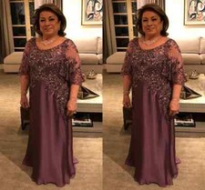 Wedding Party Mother of the Bride Dresses Beaded Evening Gowns Plus Size Prom