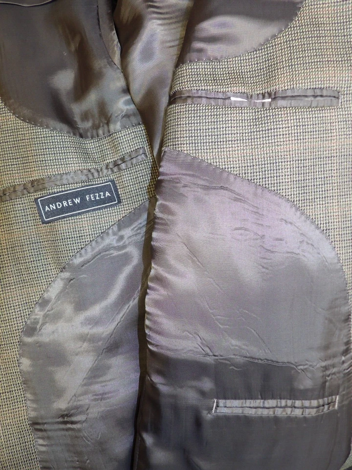Mens Blazer Sport coat Jacket Andrew Fezza 46r 100% Wool Multi Micro H.T N#183 - Image 4 of 4