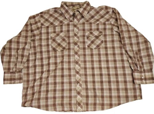 Wrangler Western Men's Shirt 3XL Plaid Long Sleeve Pearl Snap Button Up XXL - Zdjęcie 1 z 8