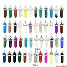 Wholesale 100pc Natural Mixed Hexagonal Column Stone Pendants for Jewelry Making