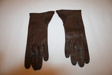 Vintage Pair Brown Kid Leather Gloves Size 6 1/2 Germany USA Zone 9" long EUC