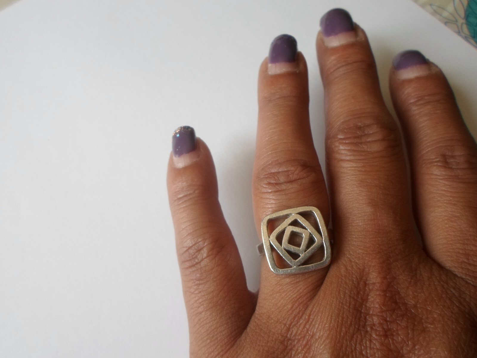 solid silver ring, openwork squares, size 54 - image 3