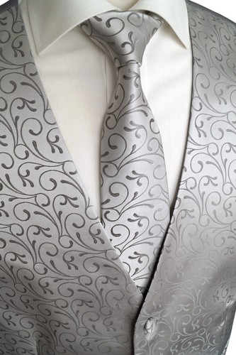 Hochzeitsweste mit Plastron, Einstecktuch und Krawatte, 4-tlg. Modell Nr. 30.3 - Picture 4 of 6