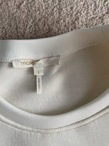 Maje Retail $350 Ivory Unique Sweater Top Sz 1/S - Picture 5 of 6