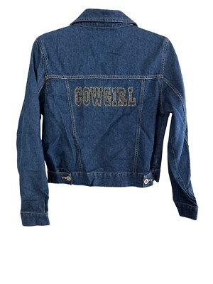 Vintage Y2K Hollywood Trash Womens Denim Jacket Cowgirl Embroidery Medium...
